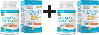 2 x Nordic Naturals Ultimate Omega 2X Mini with Vitamin D3, 1120mg Lemon - 60 softgel
