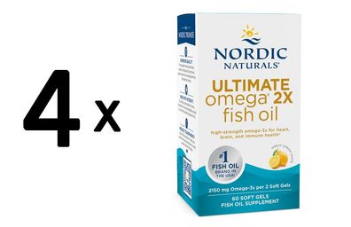 4 x Nordic Naturals Ultimate Omega 2X, 2150mg Lemon - 60 softgels