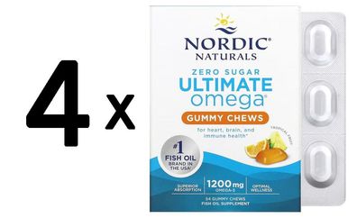 4 x Nordic Naturals Ultimate Omega Gummy Chews, Tropical Fruit - 54 gummies