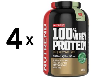 4 x Nutrend 100% Whey Protein, Pistachio - 2250g