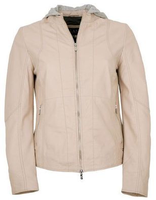 Jilani - Damen Lederjacke Lammnappa Kapuze sand