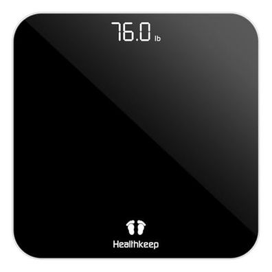 Healthkeep digitale Personenwaage LED Sicherheitsglas 180 kg 26x26 cm schwarz