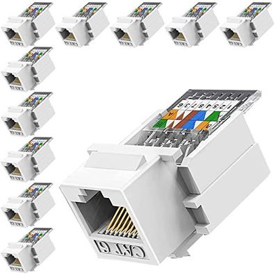 Greluma 10x RJ45 Keystone Jack Cat6 werkzeuglos fér Wanddose Patchpanel