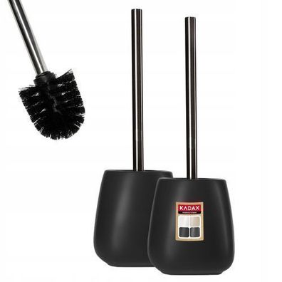 KADAX WC-Bürste und Behälter, Toilettenbürste, aus Keramik, Schwarz, 2 Stück
