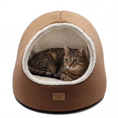 Katzenhöhle Katzenbett 45x45x45 cm weich & warm - faltbar, gemütlich, Katzenhaus