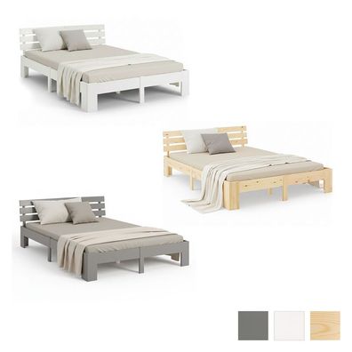 Doppelbett Holzbett Futonbett 90 120 140 160 180 cm weiß natur oder grau Bett
