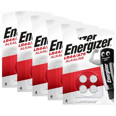 5x Energizer A76 V13GA LR44 AG13 13GA 357 Knopfzelle Batterie 1,5V 4er Blister