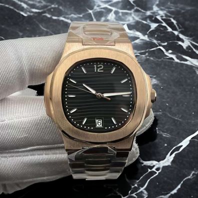 Armbanduhr Nautilus Rosegold Schwarzes Zifferblatt NH35 41mm Automatik Herrenuhr