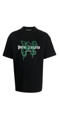 Palm Angels Milano Monogram Print T Shirt Schwarz Herren