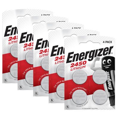 5x Energizer CR2450 CR 2450 3V Lithium Batterie Knopfzelle DL2450 4er Blister