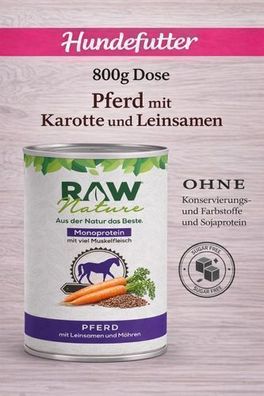 RAW NATURE Pferd Karotte u. Leinsamen Hundefutter 400g o. 800g