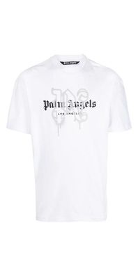 Palm Angels Los Angeles Monogram Print T Shirt Weiß Herren