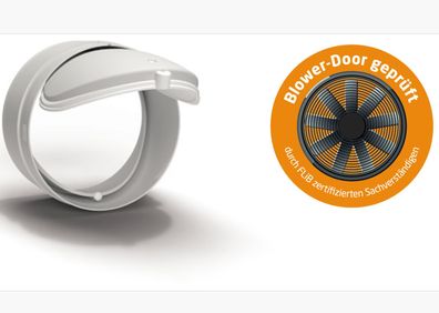 Rundrohr Ø 150mm Thermo-Rückstauklappe Blower-Door Dunstabzug Niedrigenergiehaus