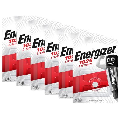 6x Energizer CR 1025 Lithium Batterie Knopfzelle DL1025 3V 30mAh Auto Uhren