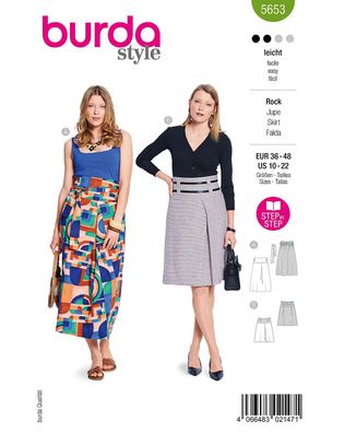 burda Schnittmuster Damen Midi Faltenröcke #5653 Gr. 36-48