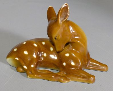 Tineff Porzellan Foreign 8973 Rehkitz Reh Bambi liegend um 1900-1920 antik