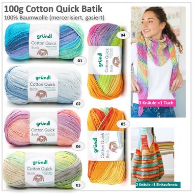 100g Gründl Cotton quick batik - Baumwolle mercerisiert - Farbverlaufsgarn 59,50€/kg