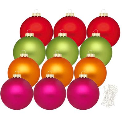Weihnachtskugeln Mille Fiori 12 Stk 8cm + Haken Inge-Glas