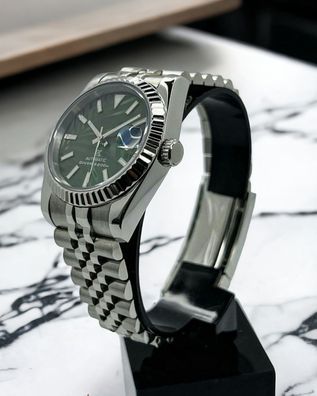Armbanduhr Datejust Palm Dial Grün Stahl Jubilee Automatik Luxusuhr 36mm