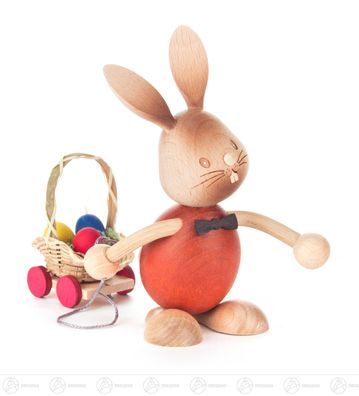 Hase "Stupsi" mit Eierwagen H=ca 12,5 cm NEU Erzgebirge Osterhase Osterdeko