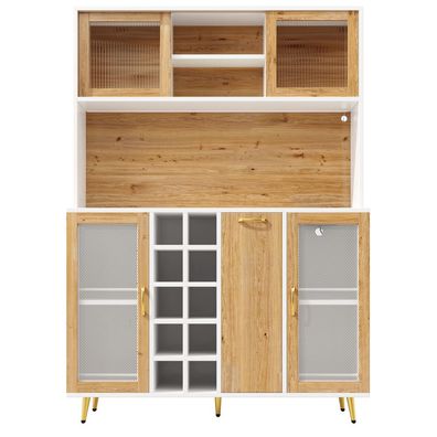 Seitenboard Küchenschrank 120x40x170 cm LED Weinregal 5 Türen Weiß