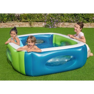 168x168x56cm Kinder Pool mit Fenster Swimmingpool Planschbecken Bestway
