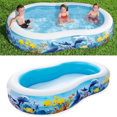 Bestway Kinder Pool Family Sea Swimmingpool Planschbecken 262x157x46cm