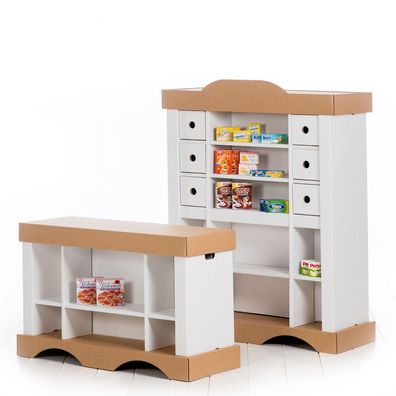 Calafant Calashop Kinder Kaufladen aus Karton zum anmalen DIY Theke & Regal