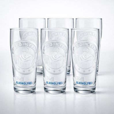 Benediktiner Hell Alkoholfrei Gläser 6er Set 0,3L geeicht – Biergläser mit Bene
