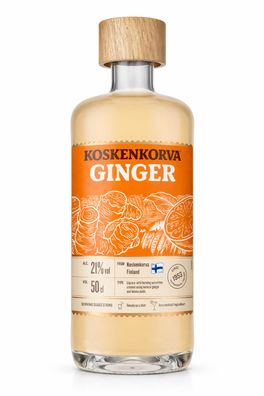 Koskenkorva Ginger Likör 0,5L – Finnischer Likör mit würzigem Ingwer, Zitronens