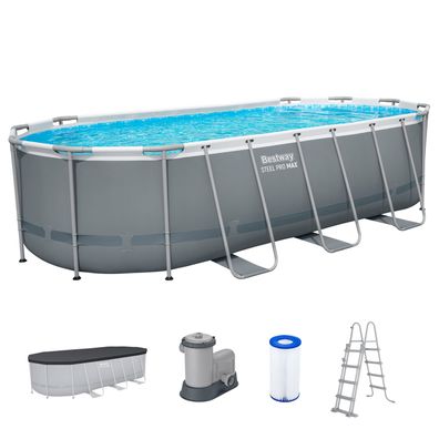 Steel Pro MAX™ Frame Pool Komplett-Set mit Filterpumpe 549 x 274 x 122 cm, grau, oval