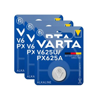 3x V625U Knopfzelle 1,5V 200mAh ø 15,5 x 6,1mm LR9 PX625A EPX625G VARTA Blister
