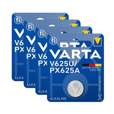 4x V625U Knopfzelle 1,5V 200mAh ø 15,5 x 6,1mm LR9 PX625A EPX625G VARTA Blister