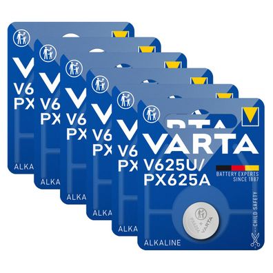 6x V625U Knopfzelle 1,5V 200mAh ø 15,5 x 6,1mm LR9 PX625A EPX625G VARTA Blister