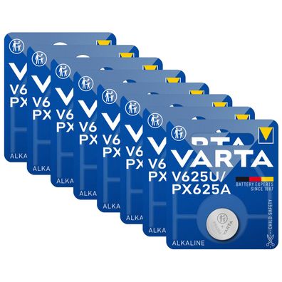 8x V625U Knopfzelle 1,5V 200mAh ø 15,5 x 6,1mm LR9 PX625A EPX625G VARTA Blister
