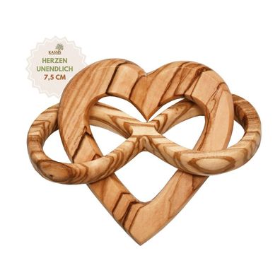 Olivenholz Herz mit Unendlichkeitssymbol 7,50 cm Geschenk zur Hochzeit Valentinstag
