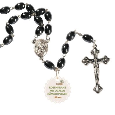Rosenkranz mit ovalen Hämatitperlen 53 cm handgemacht und gute Qualität