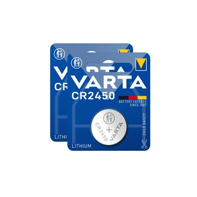 2x Varta Knopfzellen Lithium Batterien CR 2450 CR2450 3V Blister