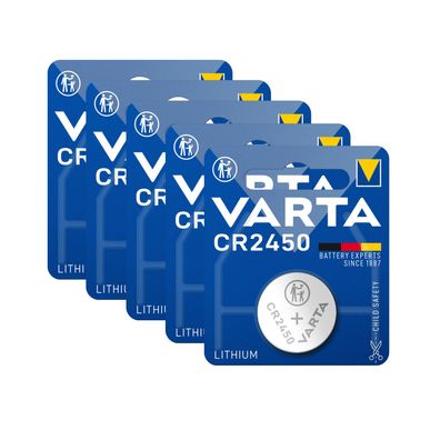 5x Varta Knopfzellen Lithium Batterien CR 2450 CR2450 3V Blister