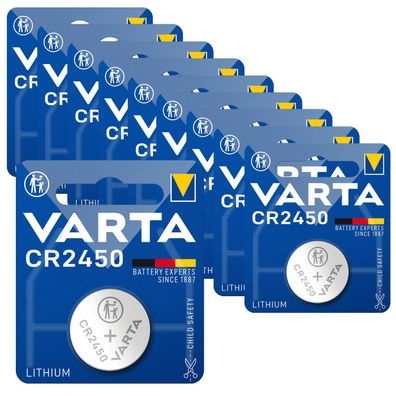 10x Varta Knopfzellen Lithium Batterien CR 2450 CR2450 3V Blister