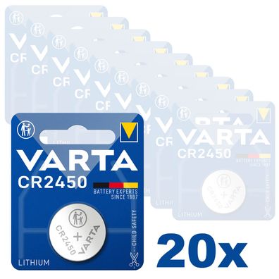 20x Varta Knopfzellen Lithium Batterien CR 2450 CR2450 3V Blister