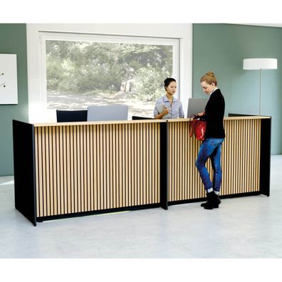 Empfangstheke Milano groß 328 x 98 x 112cm mit höhenverstellbarem Tisch