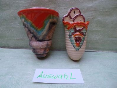 Keramik Wandvase orange-bunt