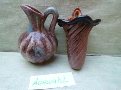 Keramik Wandvasen mit Bodenmarke / Katharina bräunlich