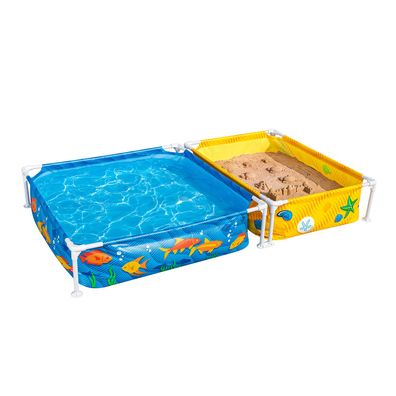 My First Frame Pool mit Sandkasten 213 x 122 x 30,5 cm, buntes Unterwasser-Design,