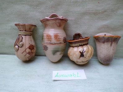 Keramik Wandvasen mit Bodenmarke creme-braun