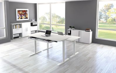 Schreibtisch Updown 3 elektrisch höhenverstellbar 160 + 180x80,200 + 225x100x72-120cm