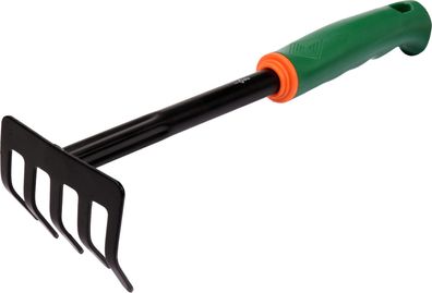 Handrechen mit 5 Zinken, Stahlkopf und Kunststoffgriff