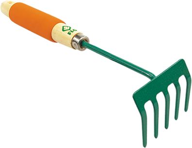 Handrechen mit 5 Zinken, Stahlkopf