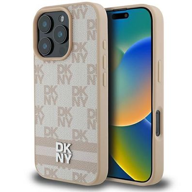 Handyhülle Case iPhone 16 Pro Max DKNY Kunstleder Logo goldfarben
